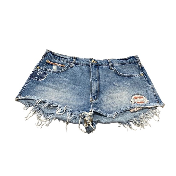 Anthropologie Pilcro Indigo Distressed Little Shortie Mini Mid Rise Shorts 31 - Picture 2 of 8